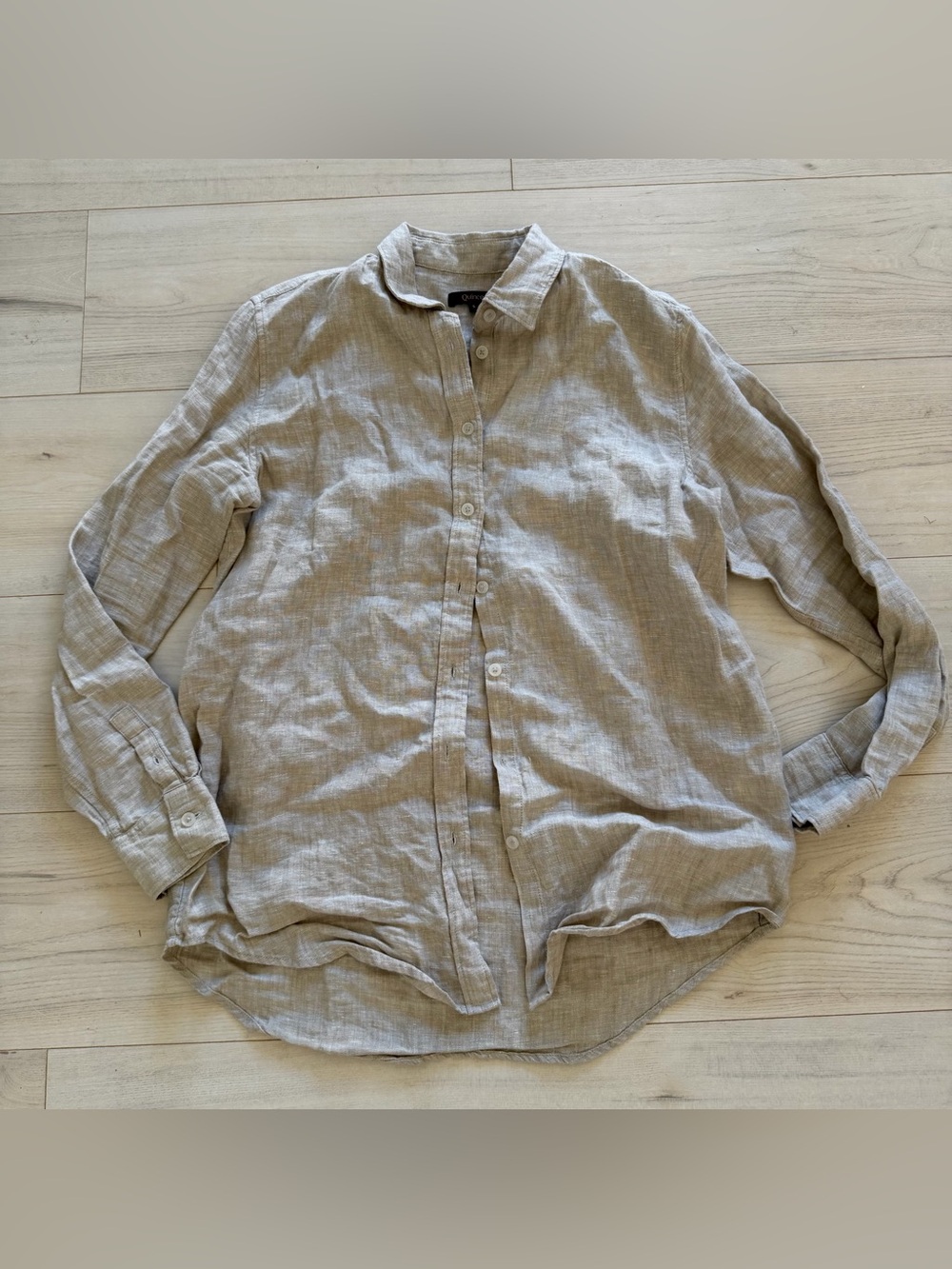 Quince Women's Linen Button-Down Shirt - Light Beige